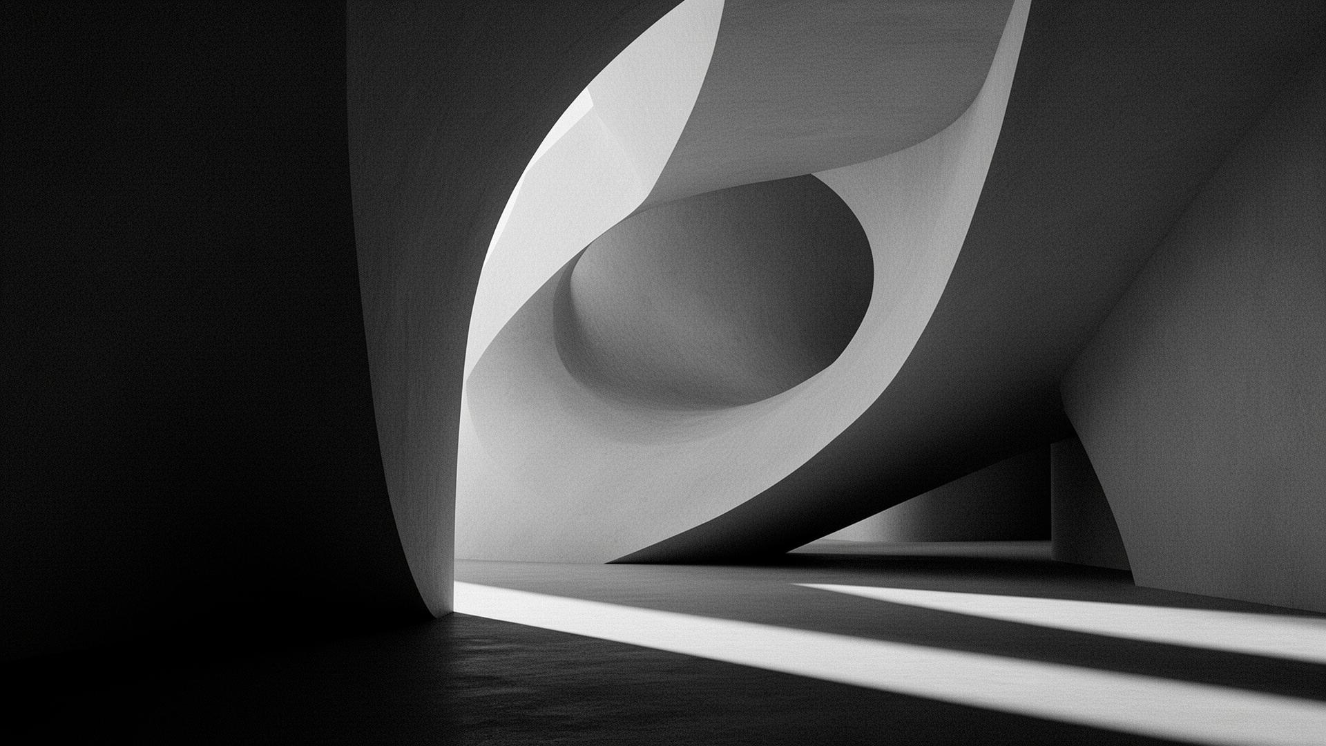 Sculptural monochrome architecture representing the SWOG Digital aesthetic